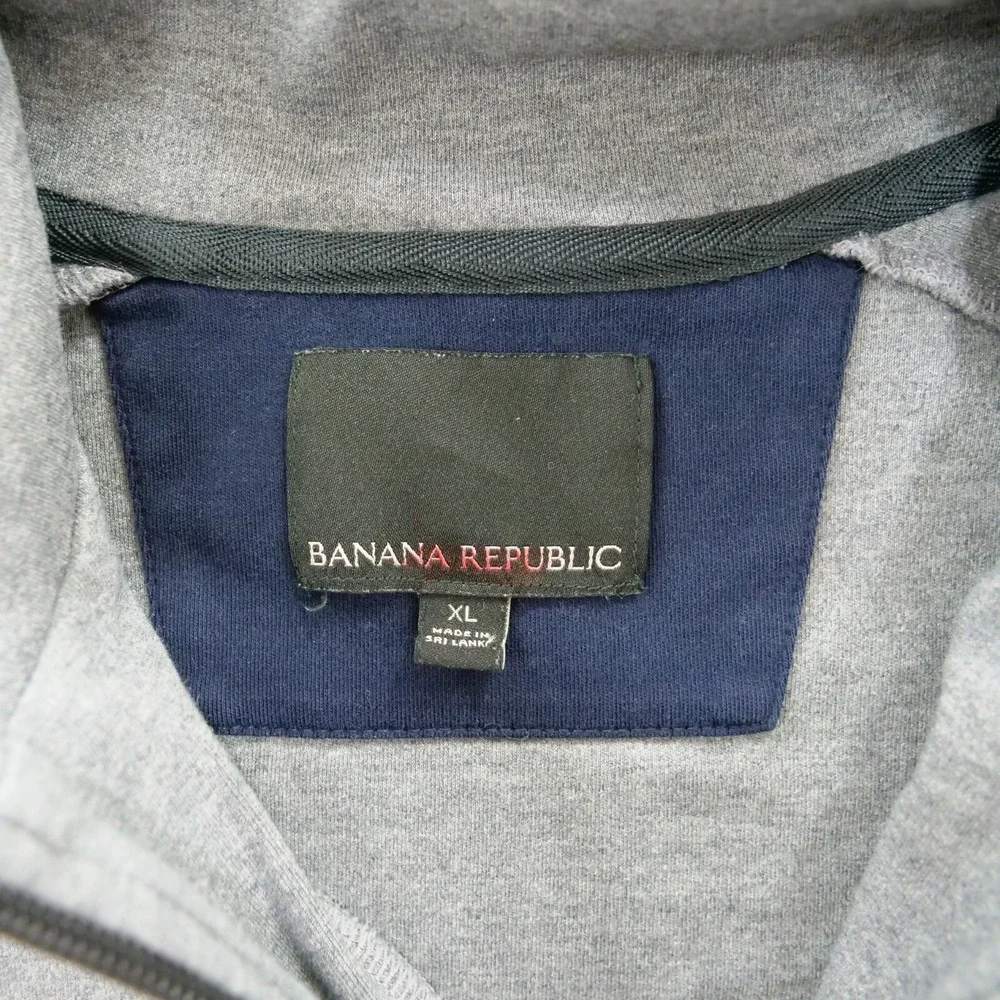 Banana Republic Sweater Mens Extra Large Gray Pullover Knit Crew Mock Neck